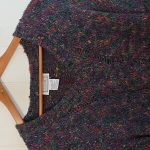Vintage 80s D.D. Sloane Multicolor Speckled Green Wool Blend Women's Sweater M